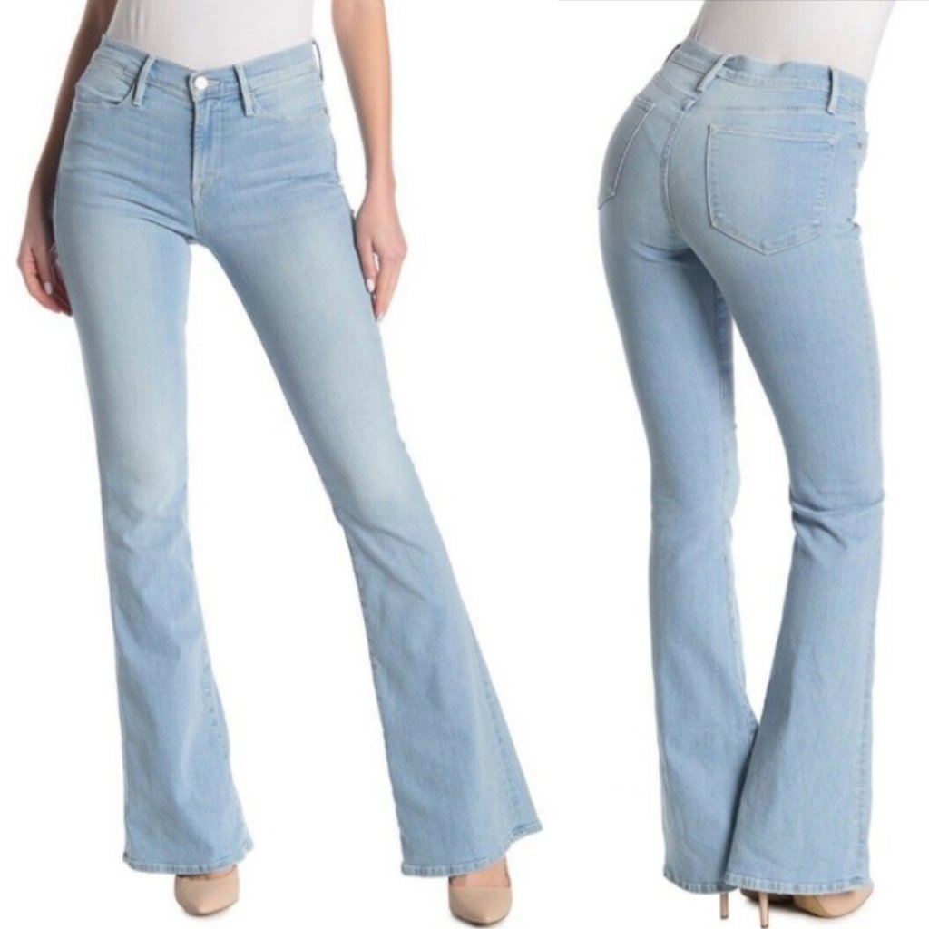 Frame Le High Flare In Hyde Light Wash Vintage Jeans Denim 70s Y2k Women Sz 25